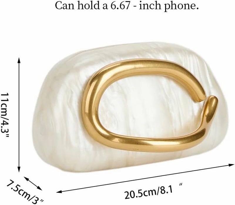 DEBIMY Women Acrylic Clutch Box Metal Handle Evening Bag Trendy Ladies Shoulder Crossbody Purse for Wedding Party Causal - Image 3